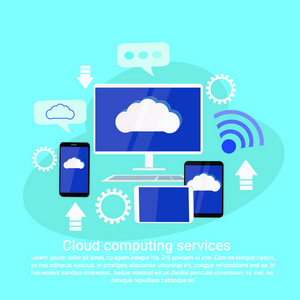 云計(jì)算技術(shù)服務(wù), 以漸變平面顏色樣式的新潮線的數(shù)據(jù)存儲概念